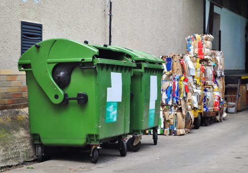 Licensed waste clearance vehicle at a construction site